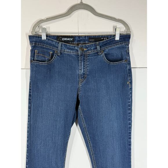 Jordache Skinny Fit Jeans Dark Wash Mid Rise Preppy Casual Womens 12W - Picture 2 of 9